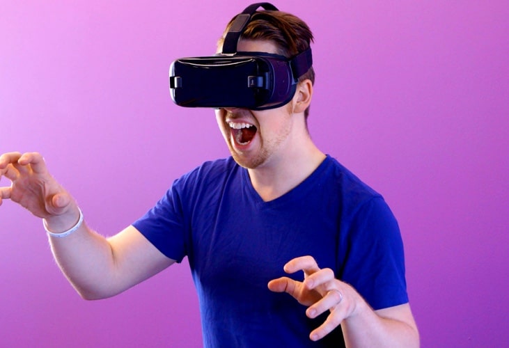 Man using VR Gadget